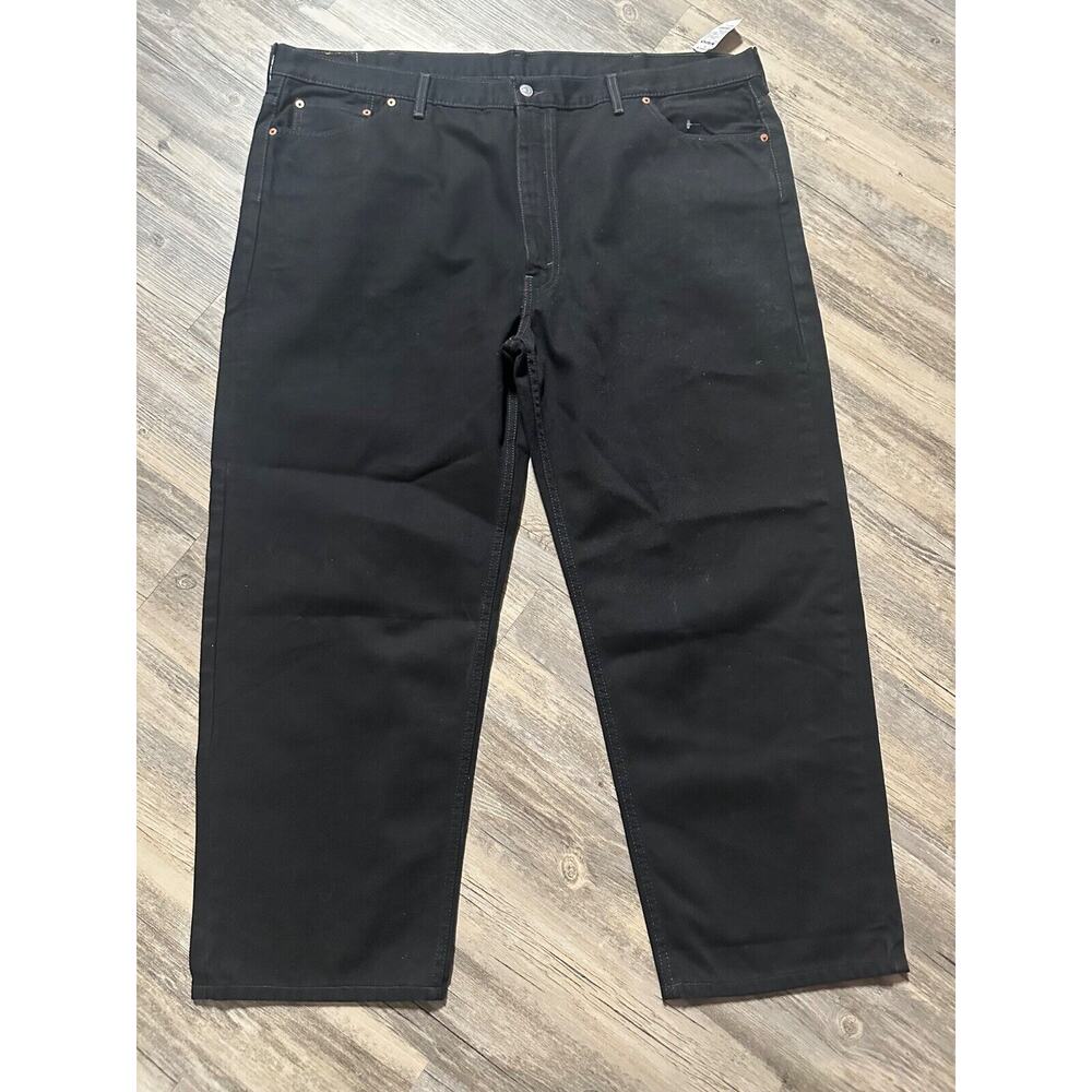 Levis 550 Jeans Relaxed Straight Black Denim Cotton Dark Wash Work Mens 50x30